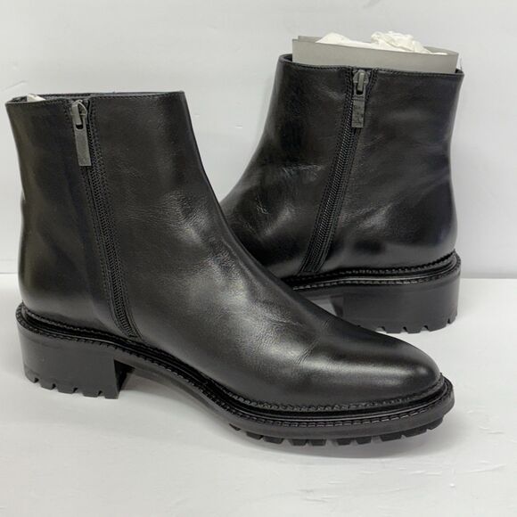 AquataliaMen’s Black LeatherBoots Side Zip Lug Sole new without box